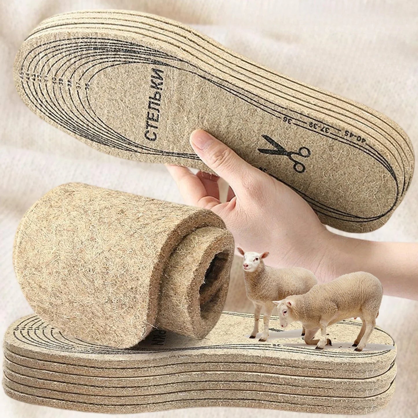 Warme schoene Wollfilz Einlegesohlen fuer mehr Komfort im Schuh