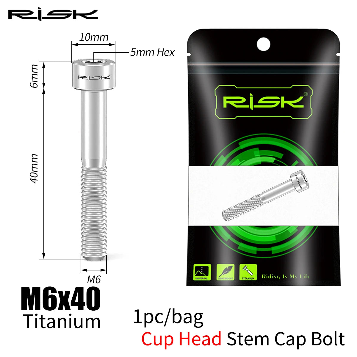 Fahrrad Titan Schraube M6x30-M6x50 für Headset Vorbau Bremssattel Inbus Kopf