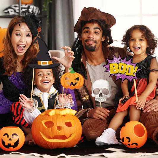 20-teiliges Halloween Foto Booth Requisiten Set mit Kürbis und Schädel