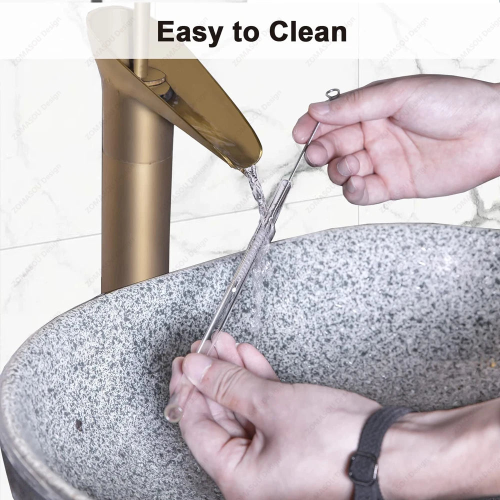 Umweltfreundliche Glasstrohhalme mit Bürsten für Smoothies und Cocktails-Yabubest - Home & More