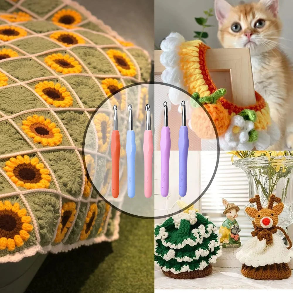 Ergonomisches mehrteiliges Häkelnadelset mit Aufbewahrungsetui