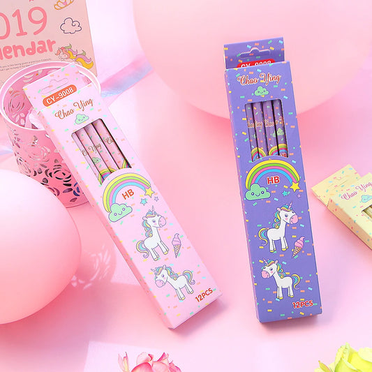 12-teiliges Einhorn Bleistift Set HB für Schule, Kids - Zeichnungen
