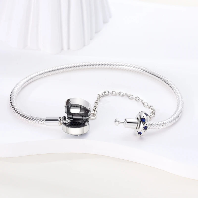 Armband Silber 925 mit Stern Mond Sonne und Grünem Zirkon Charm