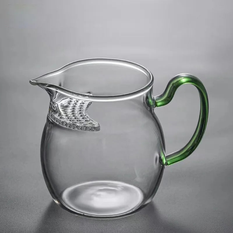 Verdickte Glas Teetasse mit hitzebeständigem Silikongriff und integriertem Teefilter