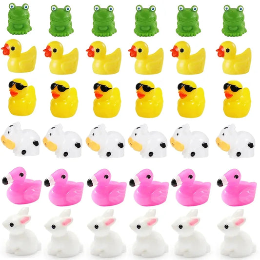 50-teiliges Set Mini Harz-Enten und Tiere für DIY Handwerk und Dekor