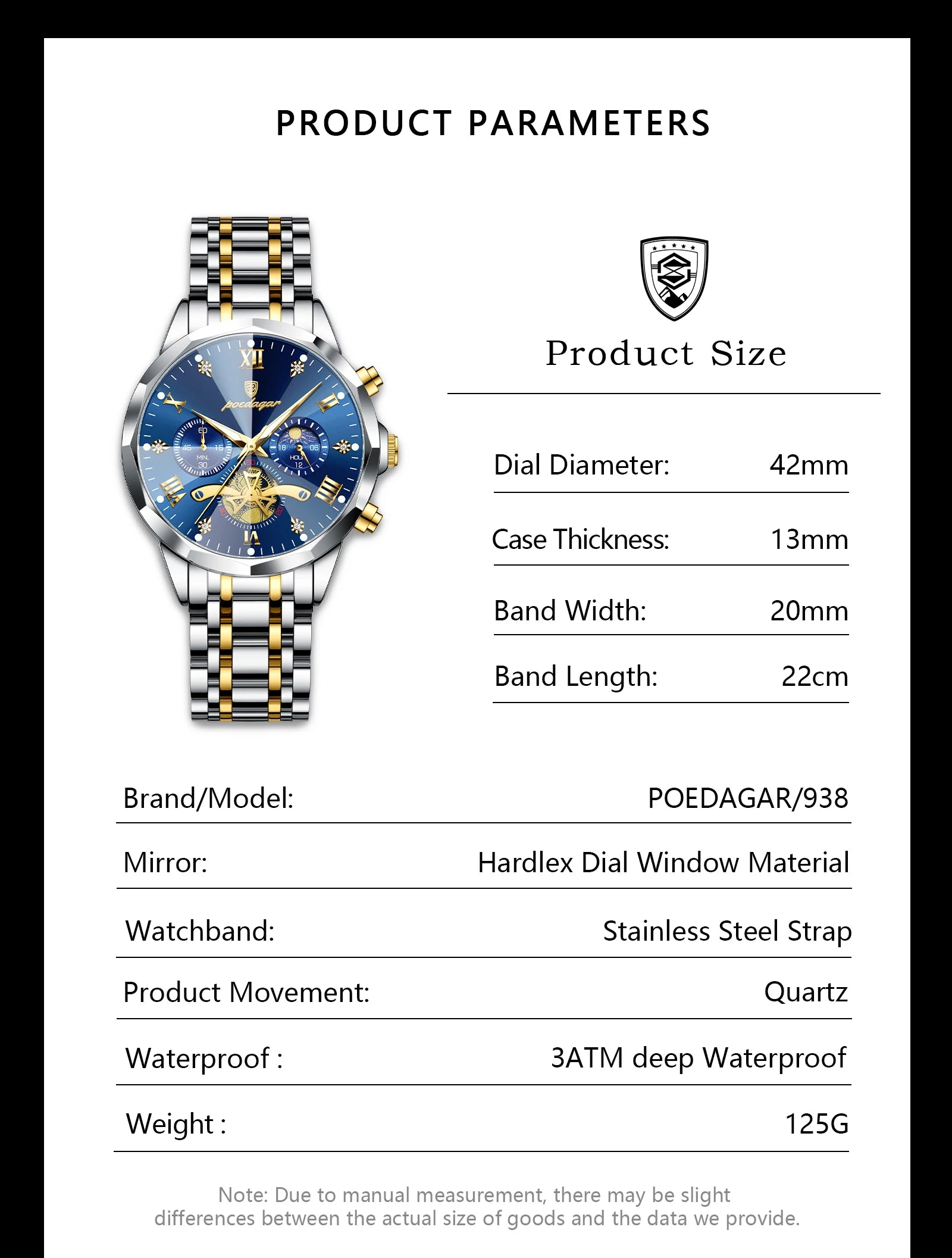 Wasserdichte Luxusuhr mit Chronograph und Edelstahlarmband Herren-Yabubestshop