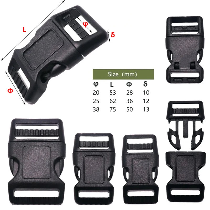 Kunststoff Release Schnallen 15-38mm Schwarz Weiß für Rucksack Halsband