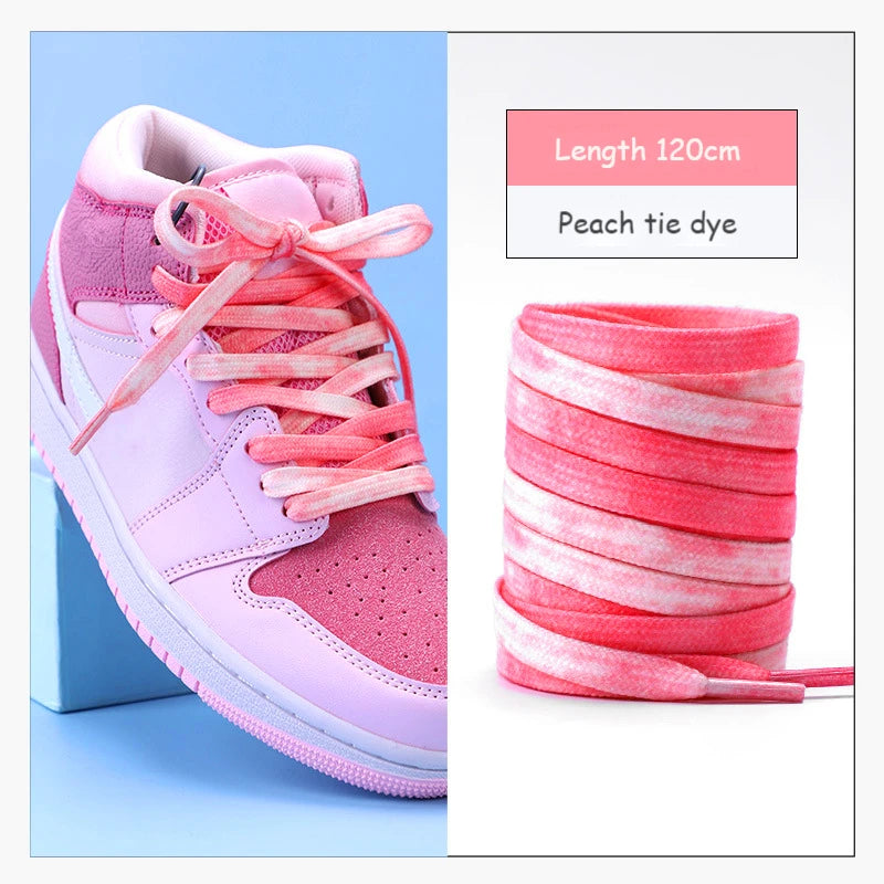 Tie Dye Schnürsenkel Flach Farbverlauf für Sportschuhe 120 140 160cm