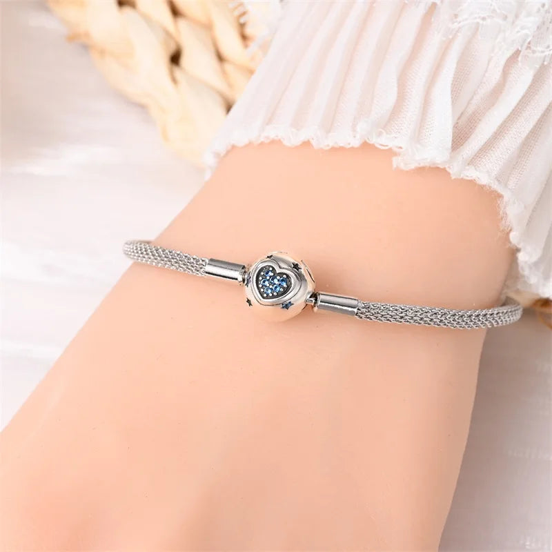 Armband Silber 925 mit Stern Mond Sonne und Grünem Zirkon Charm