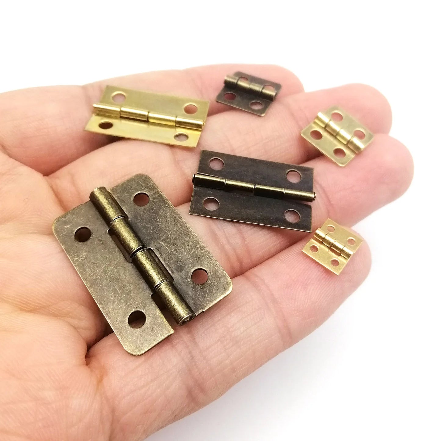 Mini Messing Möbel-Scharnier 12 Stück für Holztruhen - Puppenhäuser