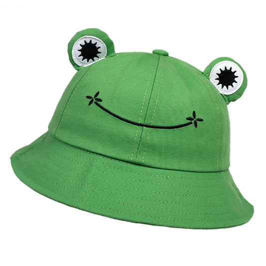 Leichter Baumwoll-Eimerhut mit Frosch-Design – Stylischer Sonnenschutz für Damen