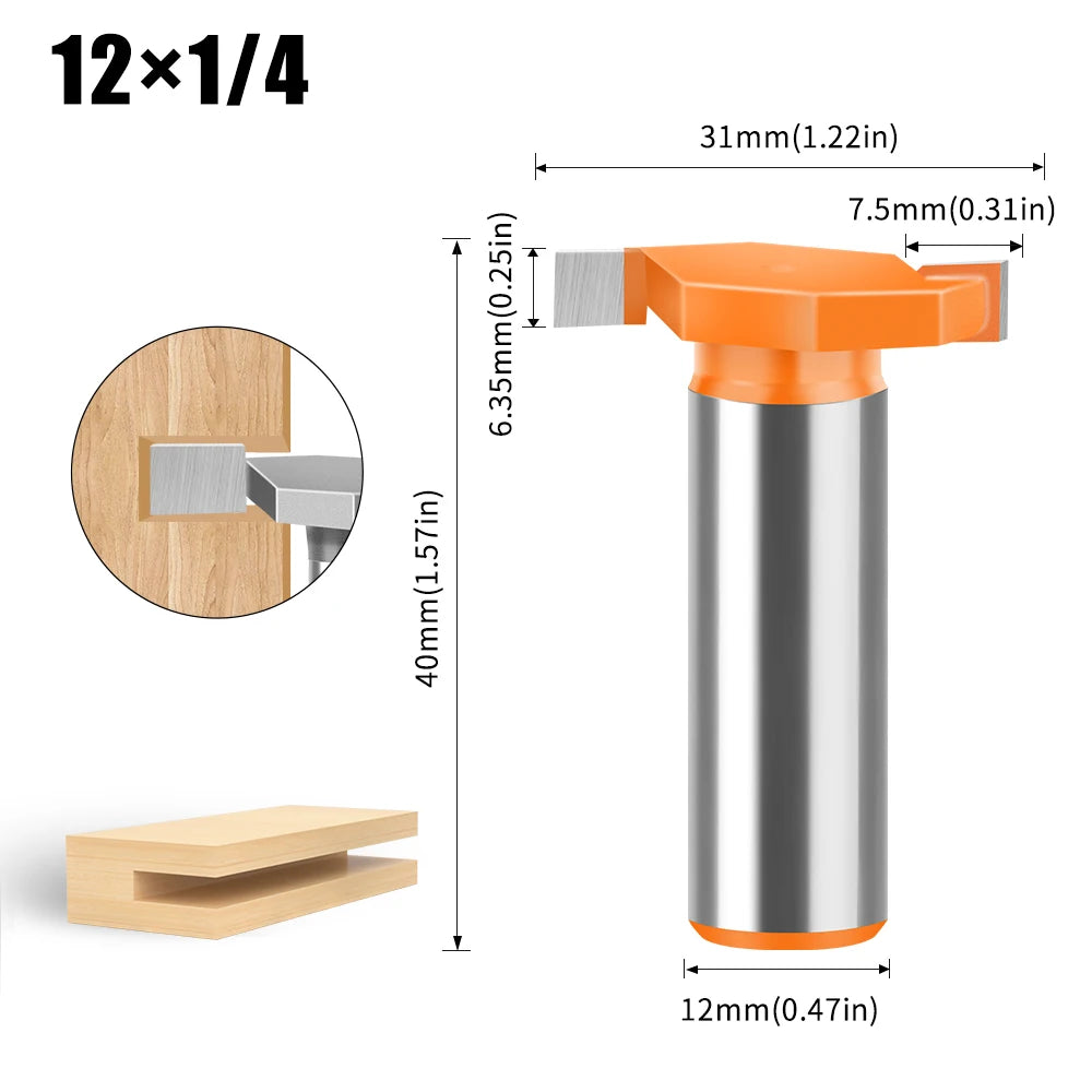 Wolframlegierung T-Cutter Router Bit 6mm 12mm Schaft Fräskopf für Holz