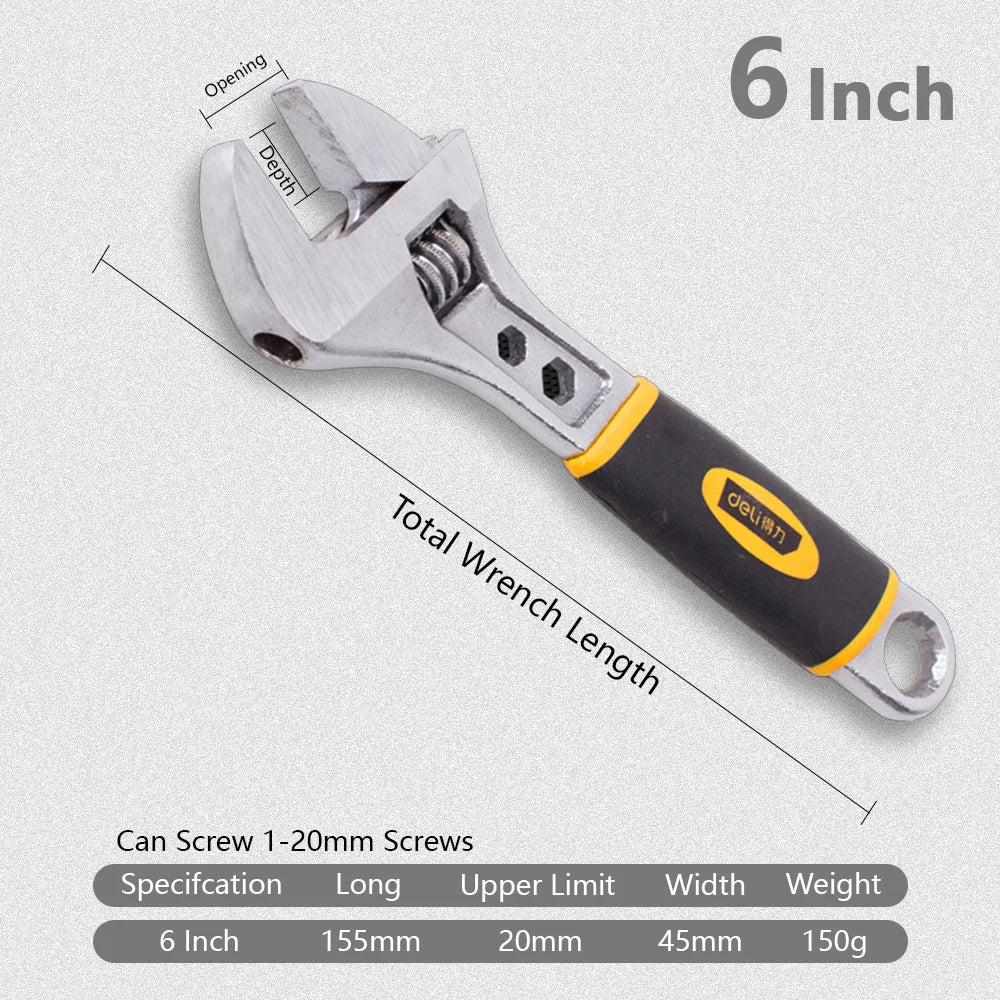 Deli Universalschlüssel Verstellbar rutschfest große Öffnung