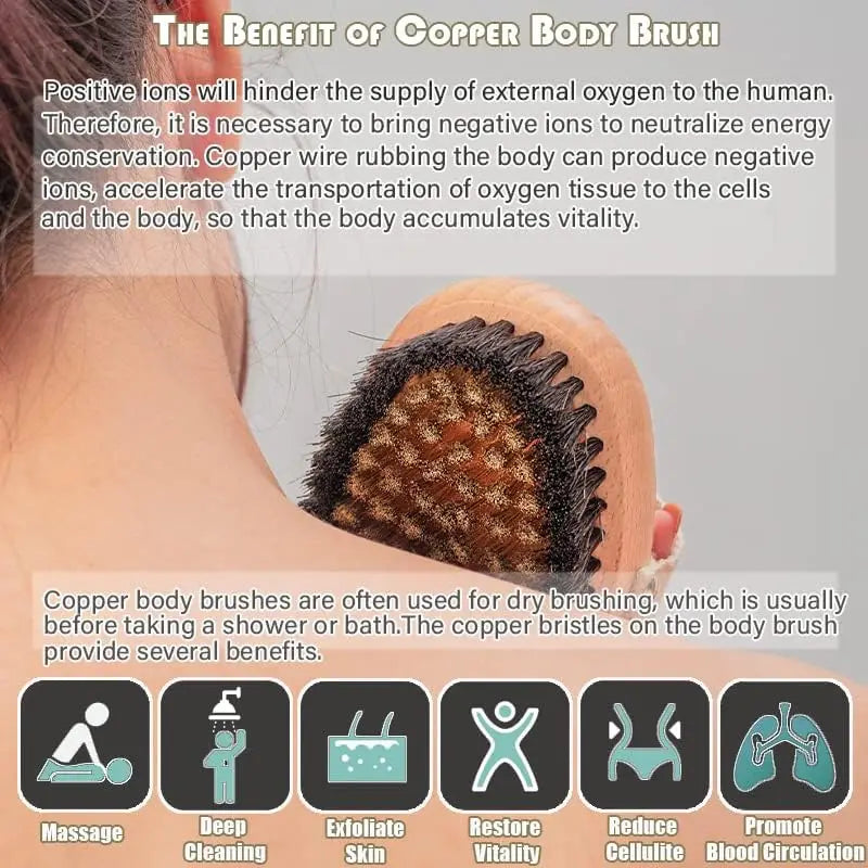 Kupferdraht-Trockenbürste aus Buchenholz für Massage & Peeling