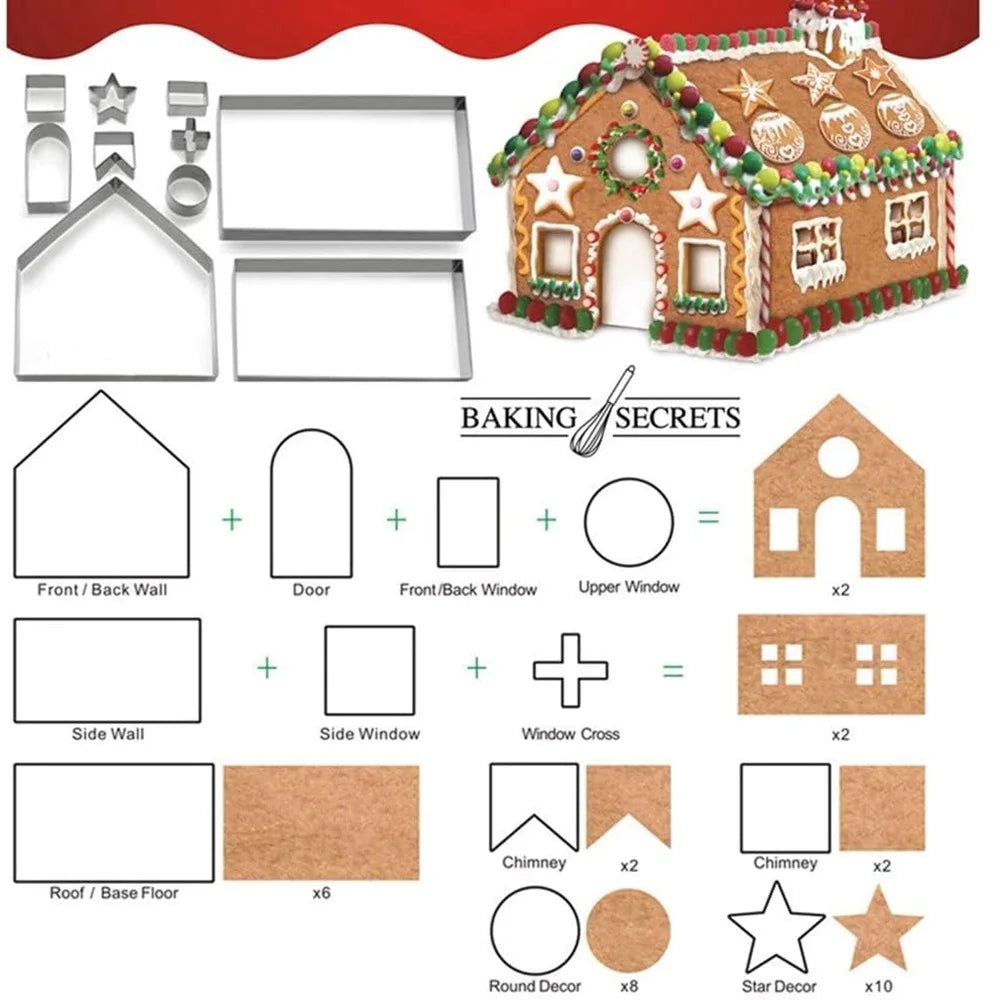 18-teiliges Edelstahl Lebkuchenhaus Ausstecher Set für Weihnachtskekse