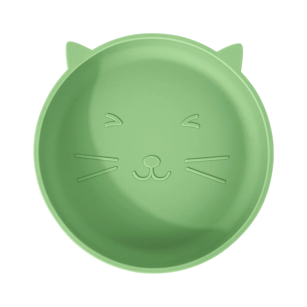 Silikon Baby Teller Saugplatte Katze Form BPA frei kindgerechtes Geschirr