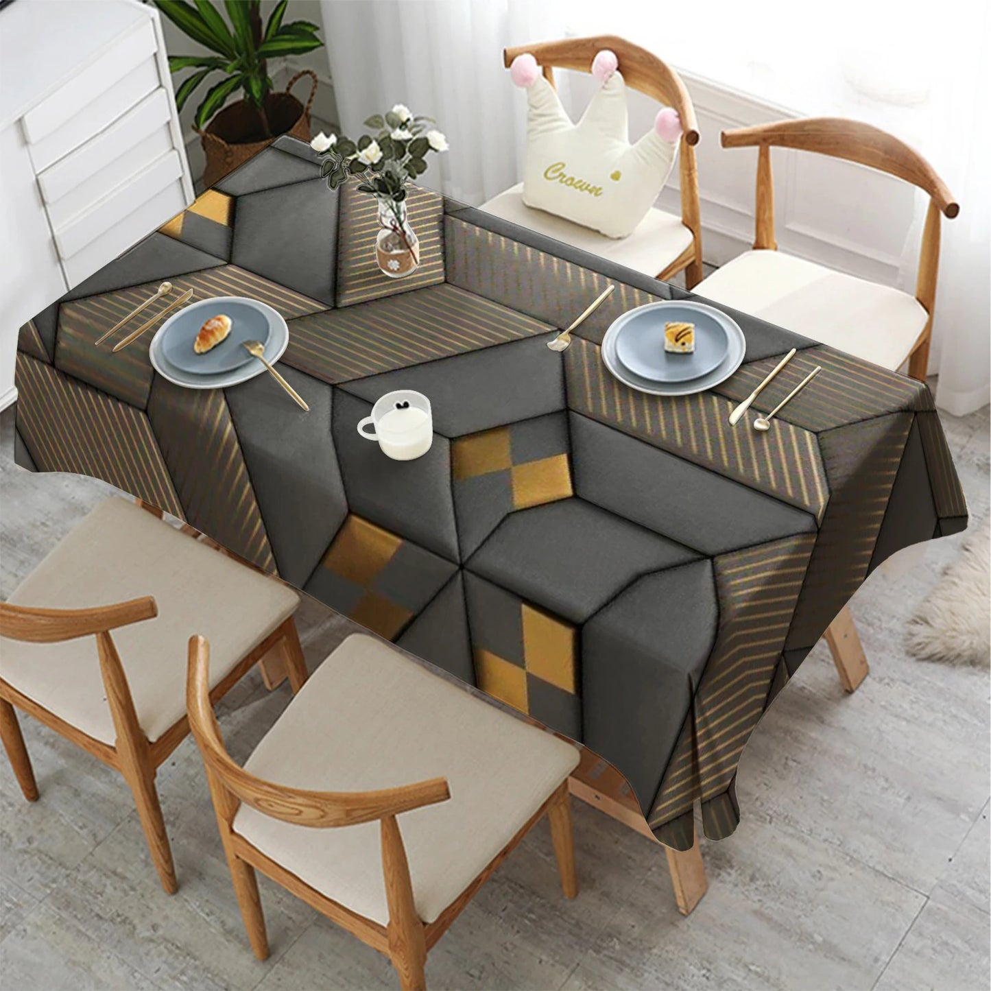 Praktische Rechteck Tischdecke mit Karomuster wasserdicht