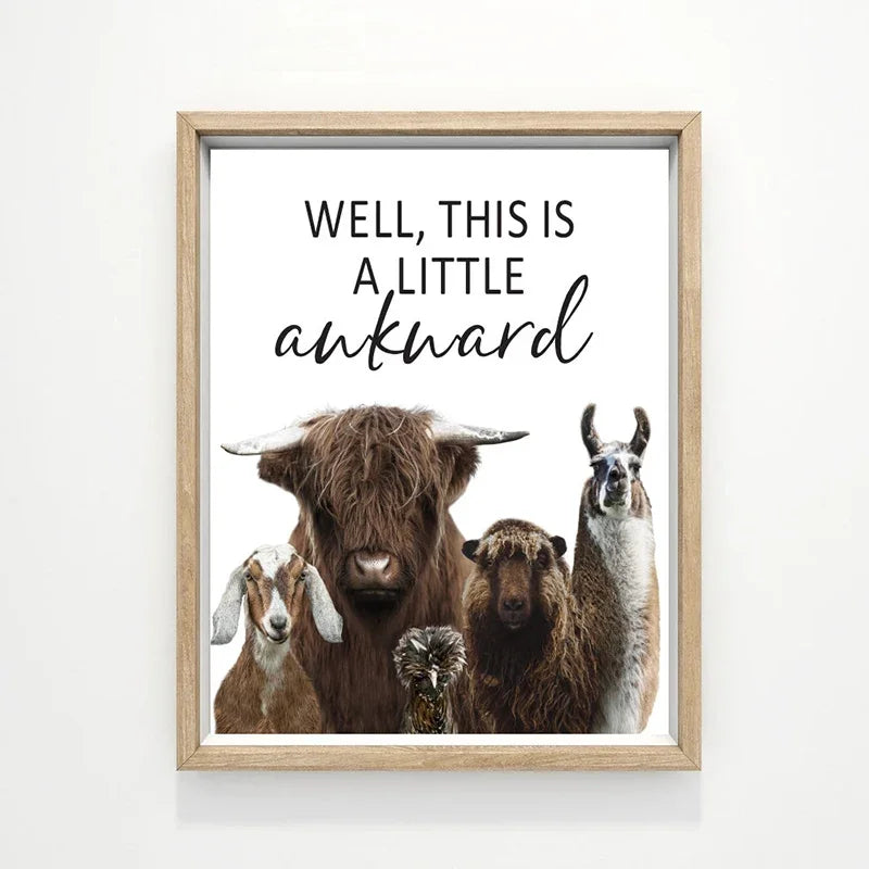 Lustige Tier Wandkunst auf Leinwand für moderne Badezimmer Dekoration