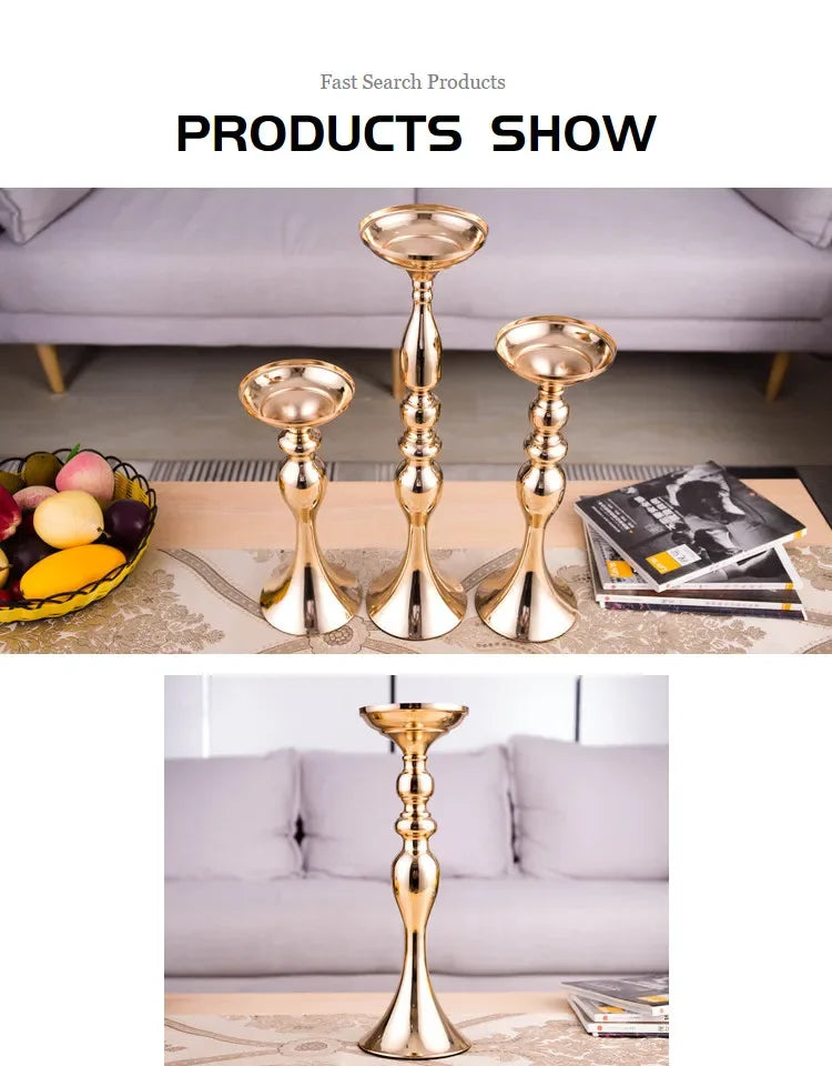 Goldener Metall Kerzenhalter für Weihnachtsdeko Hochzeit und Feierlichkeiten-Yabubest - Home & More