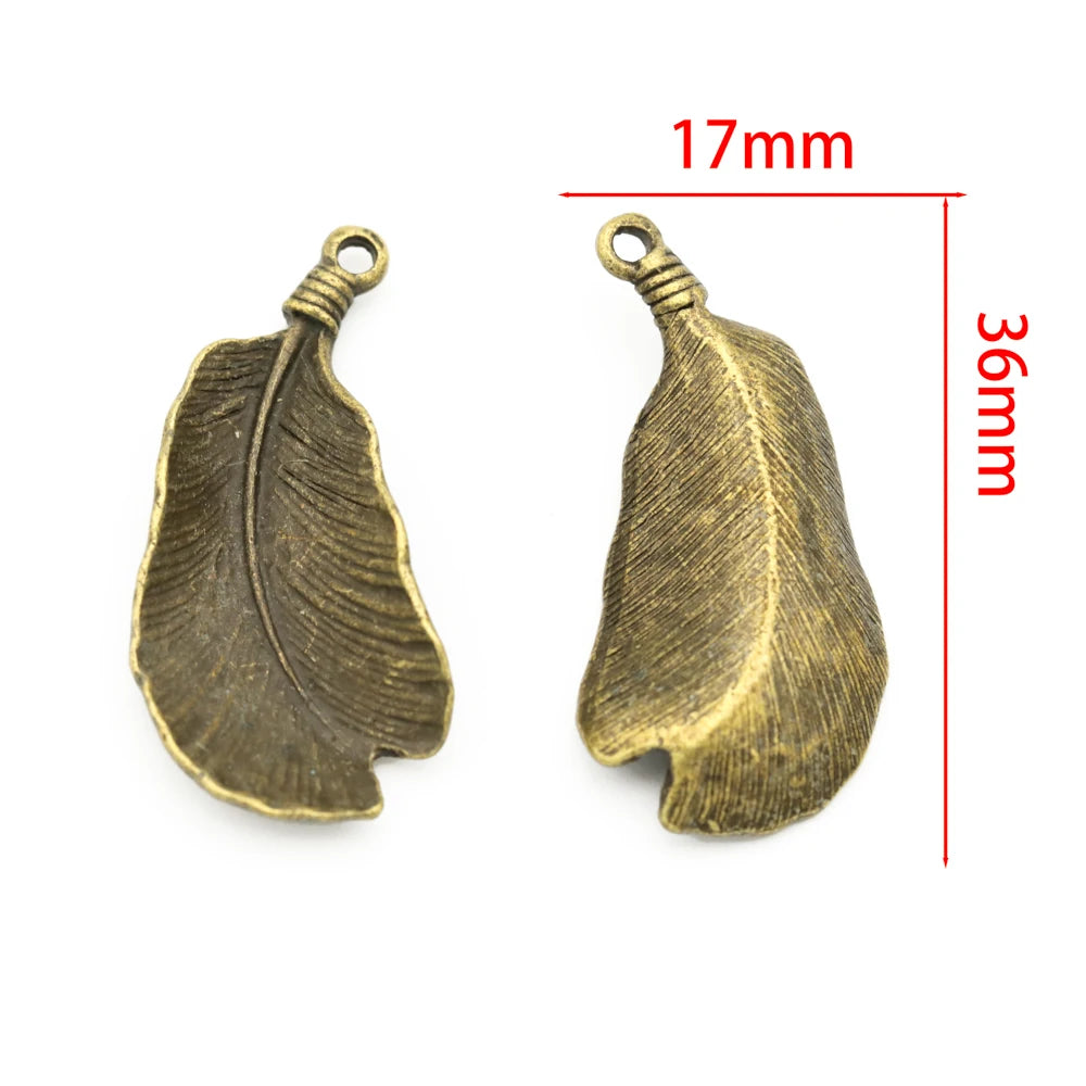10er Set Antik Bronze Silber Blattform Anhänger für DIY Schmuck Basteln