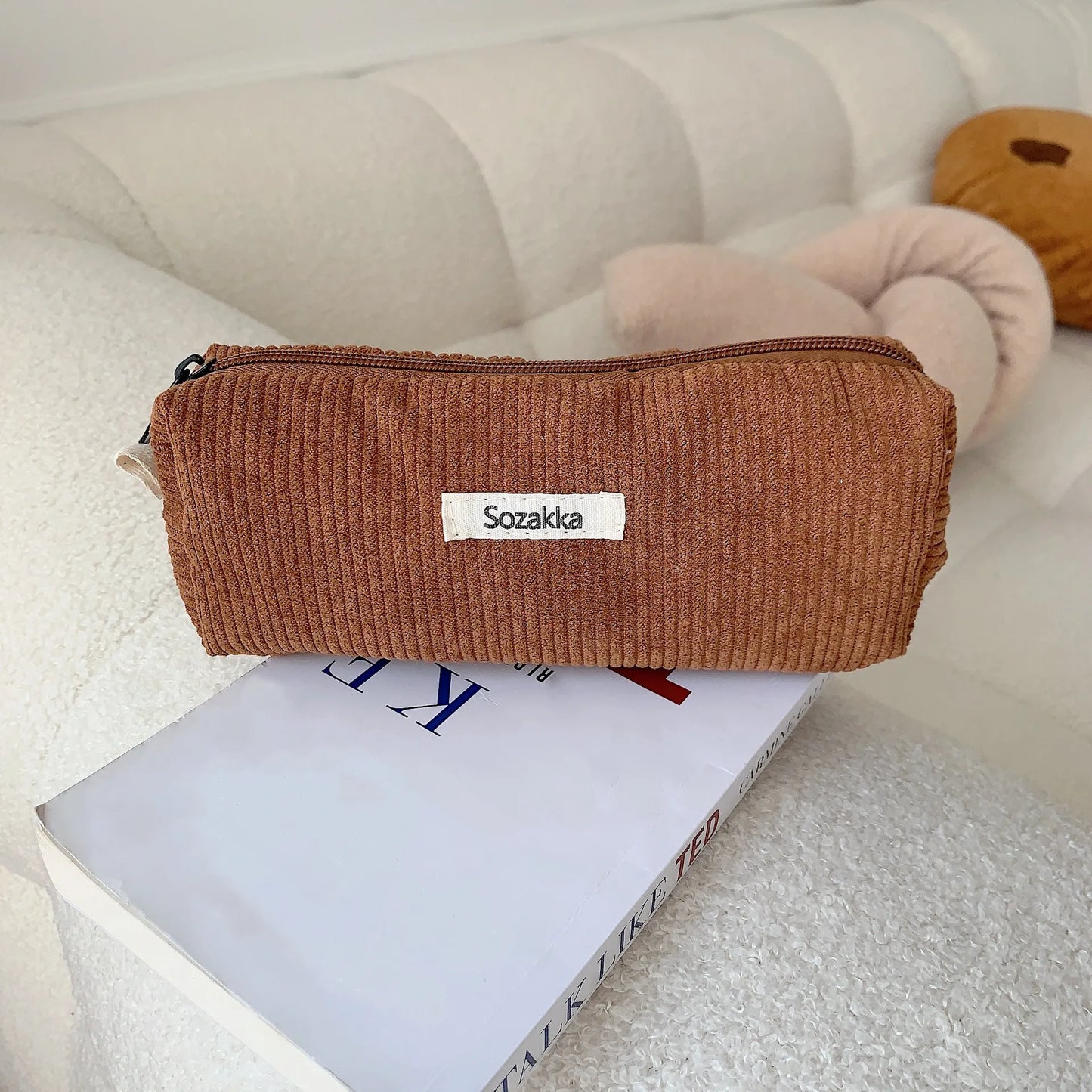 Retro Cord Kosmetik Federmäppchen Organizer Tasche für Reise und Alltag