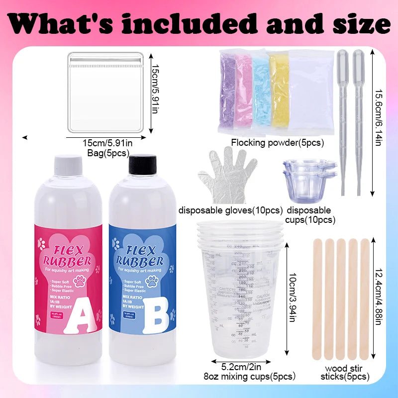 Flüssiges Silikongel Set für Squishy Basteln in 4 Größen mit 1 zu 1 Mischung