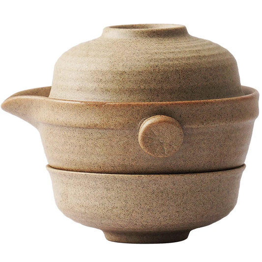 Chinesisches Kung-Fu-Teeset mit Teekanne und 2 Teetassen aus Keramik