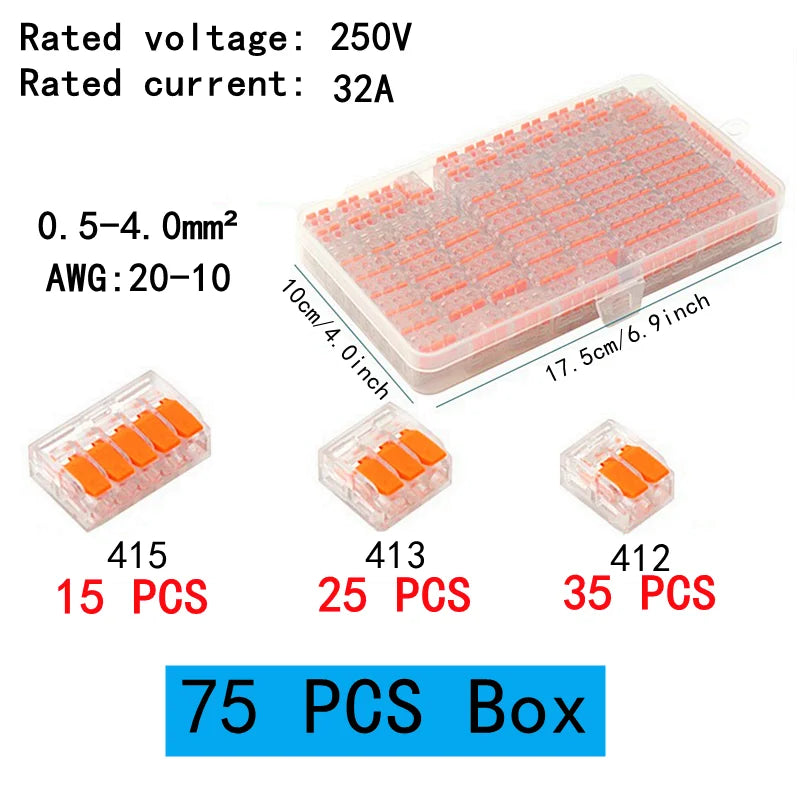 Sichere & einfache Verbindung: 10–75 orangefarbene Universal-Schnellsteckklemmen 250V/32A