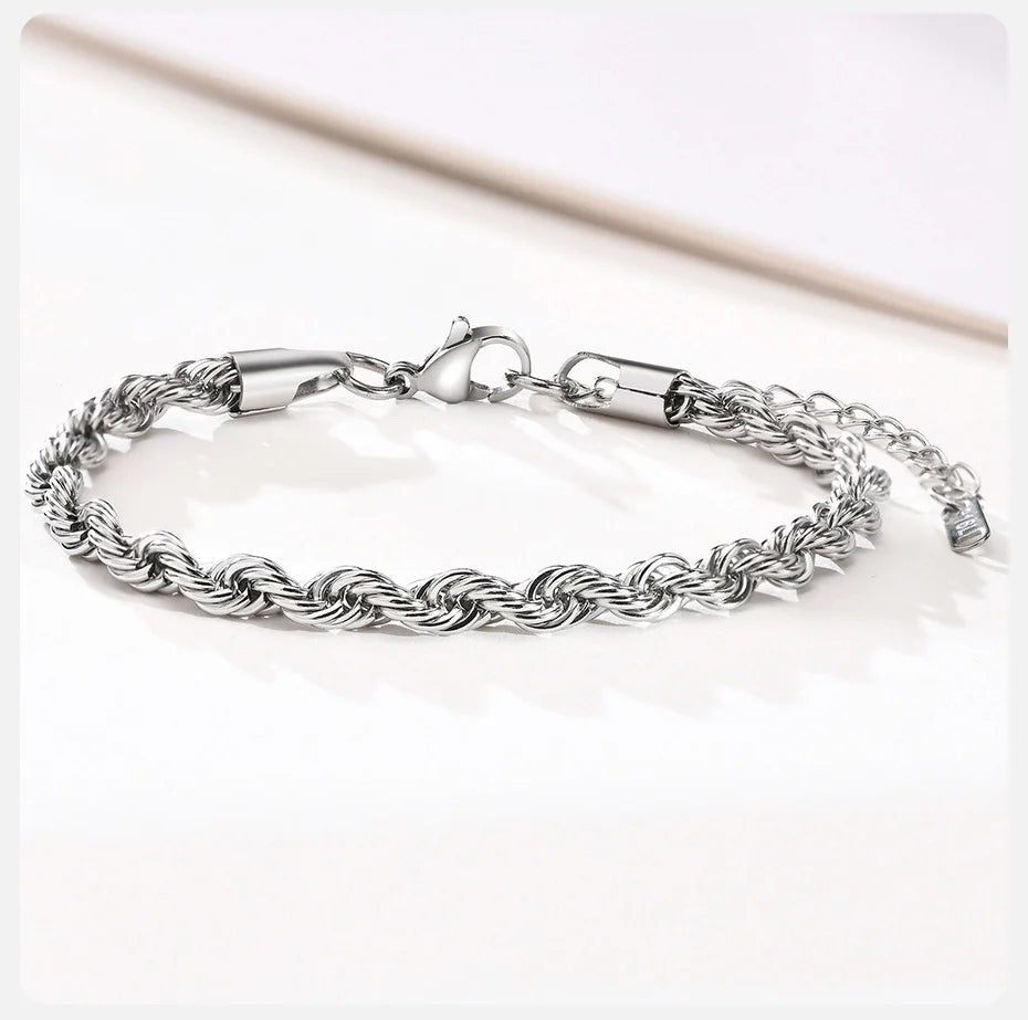 Verstellbares Edelstahl Kettenarmband mit gedrehter Seilstruktur - Yabubest - Home & More