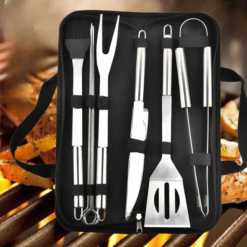 Robustes Edelstahl-Ofenset mit 9-12 Grillwerkzeugen - Tragetasche – Perfekt fürs Outdoor-Grillen