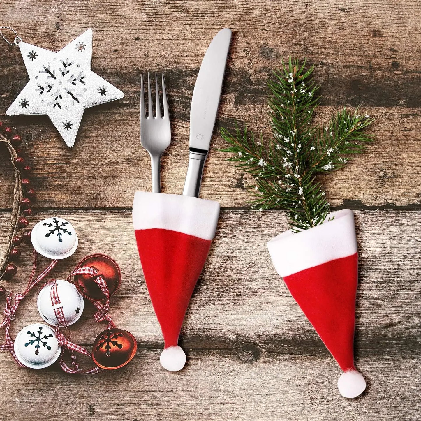 Festliche Besteckhalter und Weinabdeckung für Ihre Weihnachtsfeier