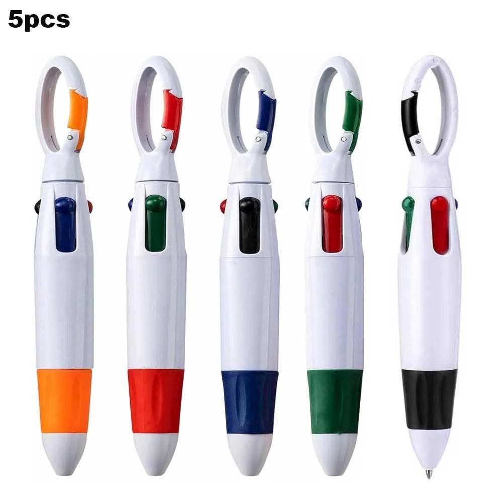 Einziehbare 4-in-1 Kugelschreiber mit Karabiner Clip Packung 4-12 Stück