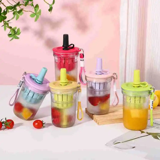 16,3oz Bunte Kunststoff Trinkflasche mit Tee Infuser und Stroh für Outdoor