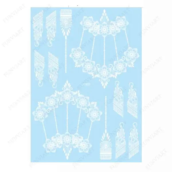 Weiße Henna Temporäre Tattoos für Frauen Hand Mehndi Party Körperkunst