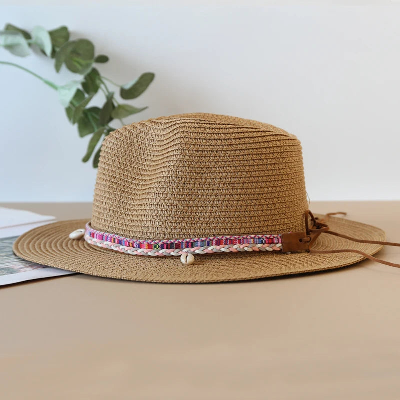 Stylischer Unisex Strohhut mit breiter Krempe – Leicht - UV-Schutz fürs Sommerlicht