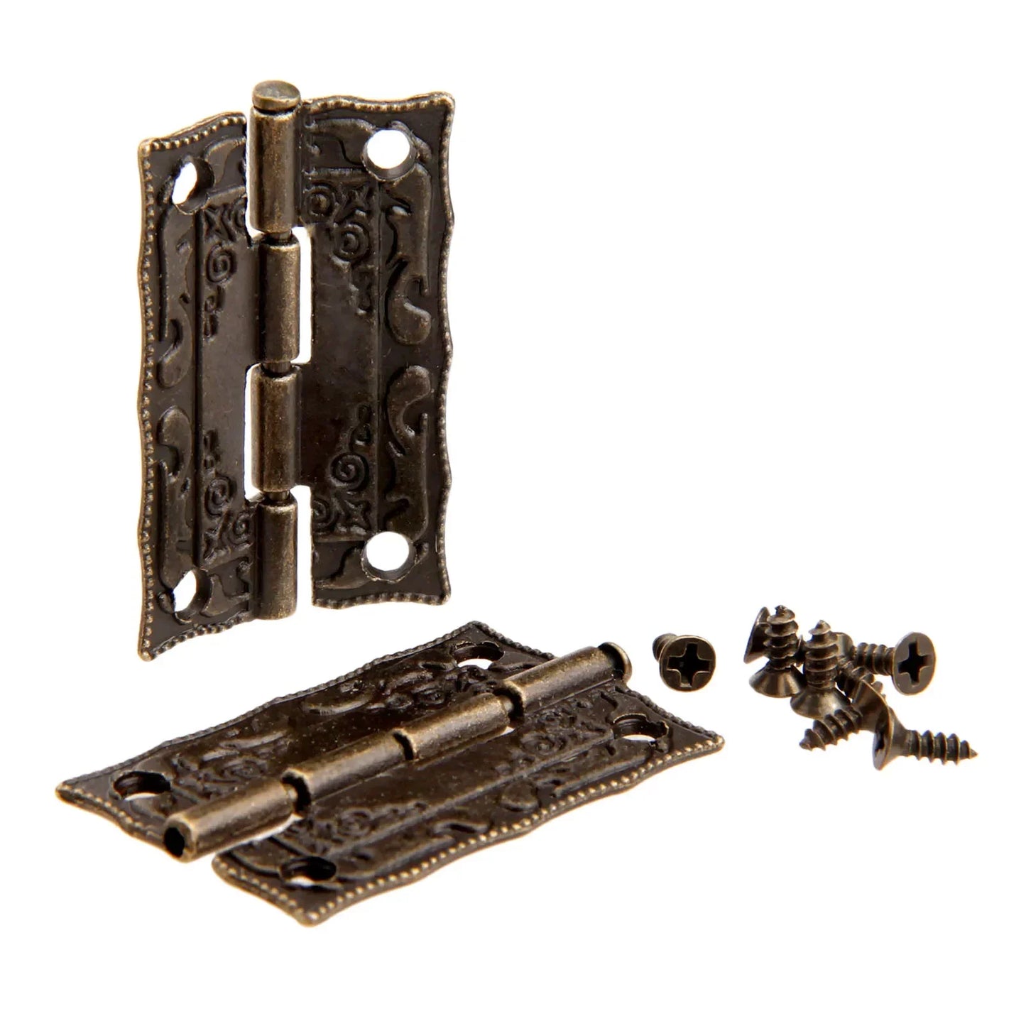 2-teiliges Vintage Eisenscharnier Set 36x23mm für Holzkisten - Möbel