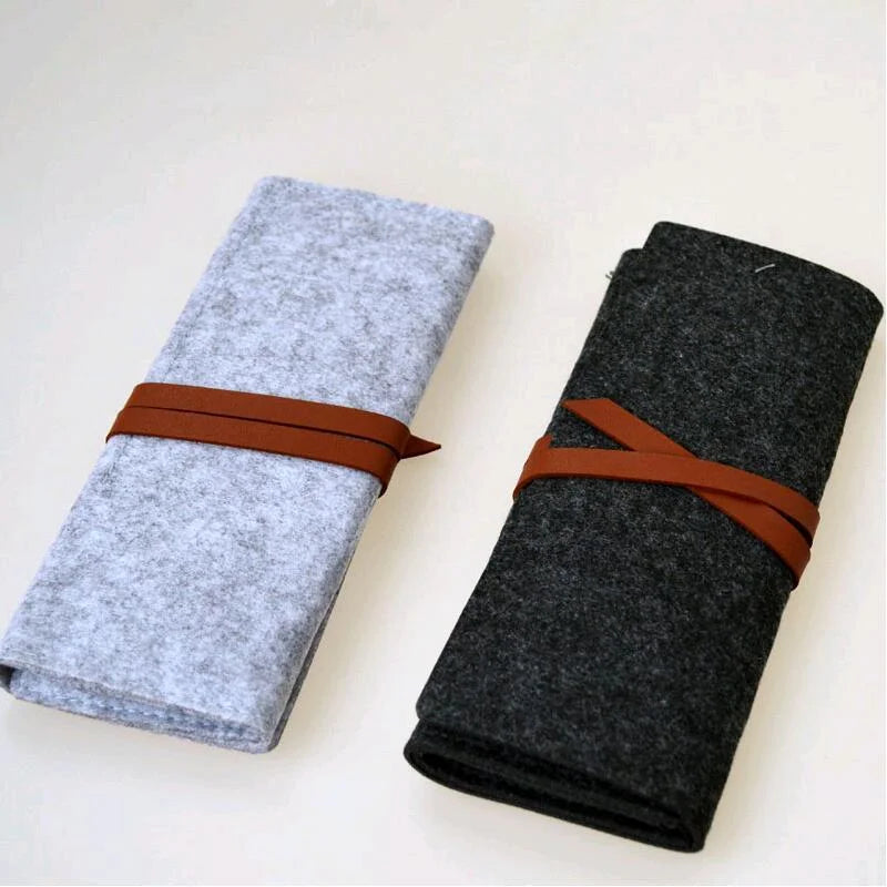 Schwarz Filz Bleistift Tasche Große Kapazität Zipper Stift Beutel Schule