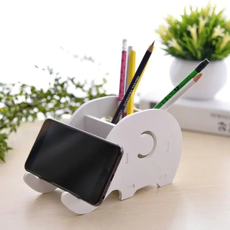 Holz Penrack und Handy Halter Elefanten Design für Home Office