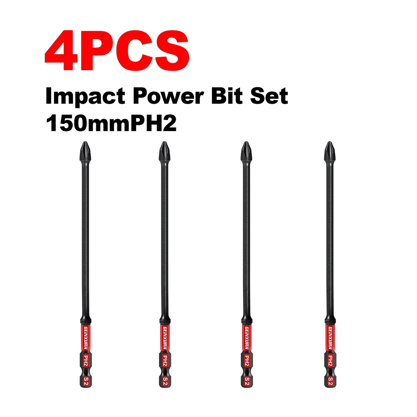 Schlagfestes PH2 Kreuzschlitz Bit-Set 6 Zoll für Schlagschrauber S2 Stahl