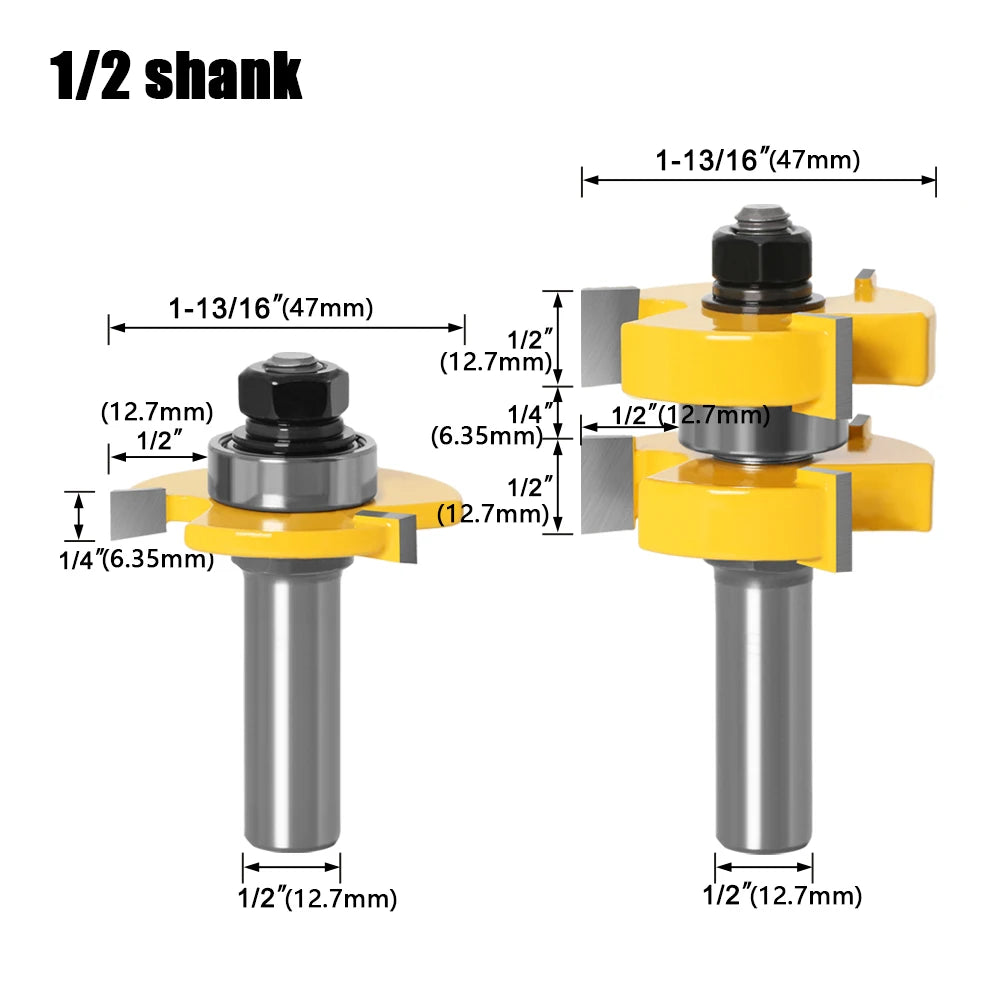 2-teiliges Fräser-Set mit 6 mm Schaft für Holzbearbeitung