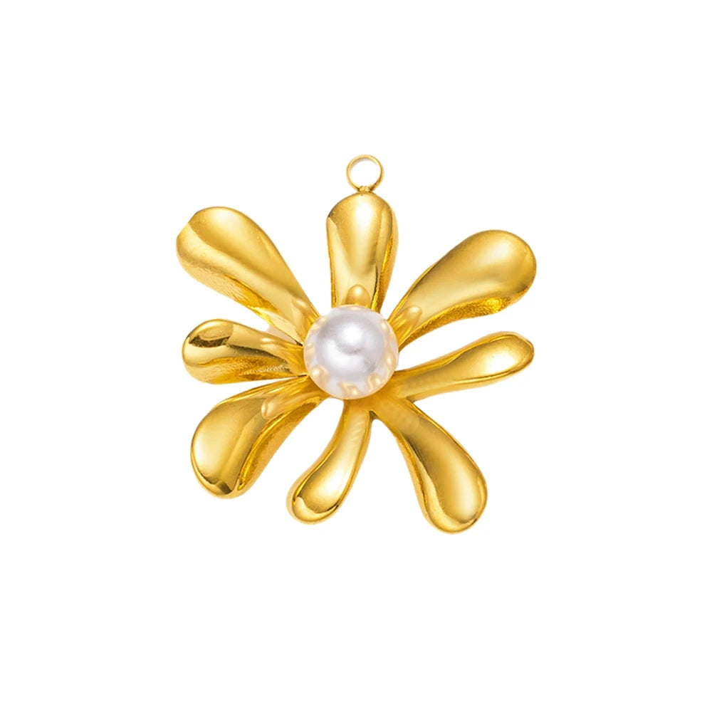 Edelstahl Blumen Charms für DIY Schmuckherstellung in Gold oder Stahl