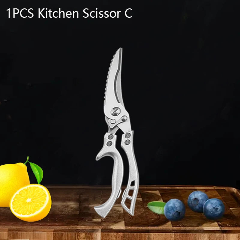 Edelstahl Küchenmesser Schere Set – Klappbar, Sicher, für Obst, Fleisch, Fisch
