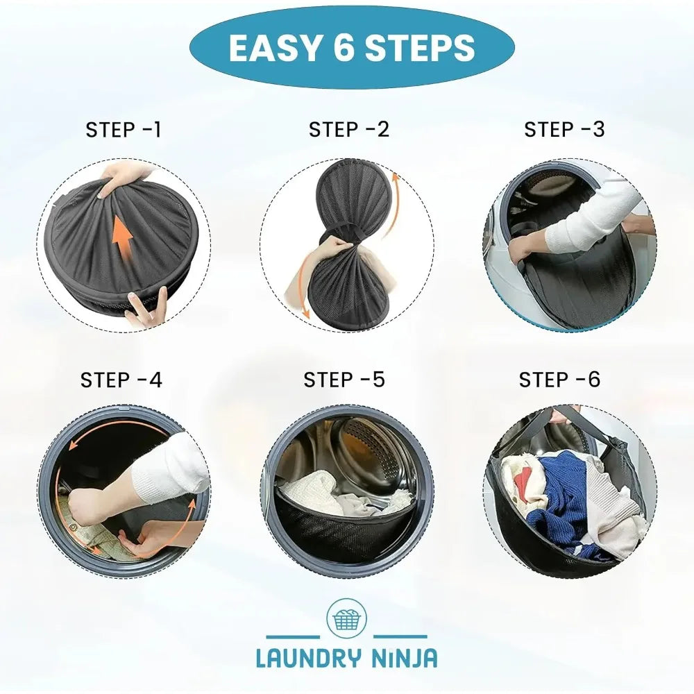 Platzsparender flexibler zusammenklappbarer Wäschekorb mit Griffen Polyester