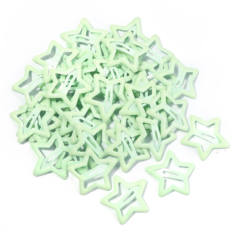 50er Set Bunte Stern Haarspangen Metall Snap Clips für Mädchen Frauen