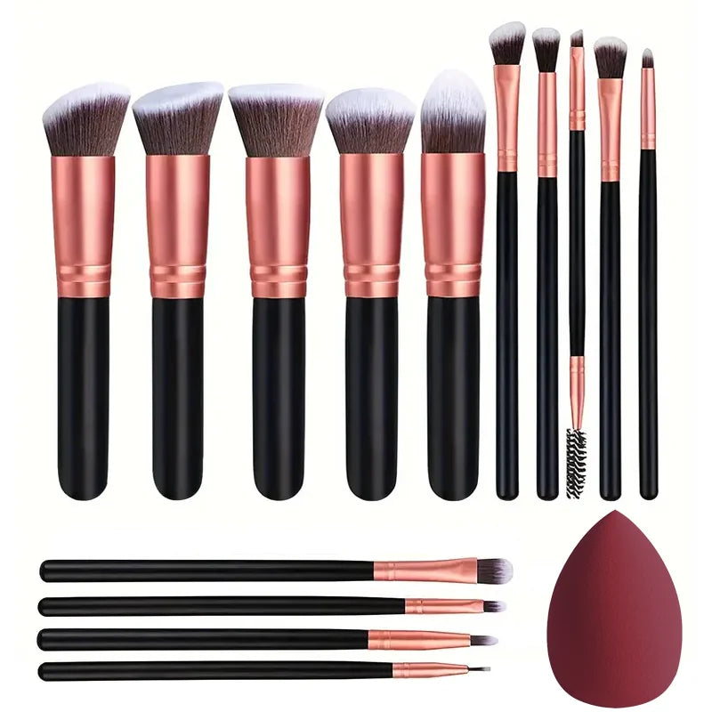 Vielseitiges 14-teiliges Make-Up Pinsel Set – weich, synthetisch - ergonomisch
