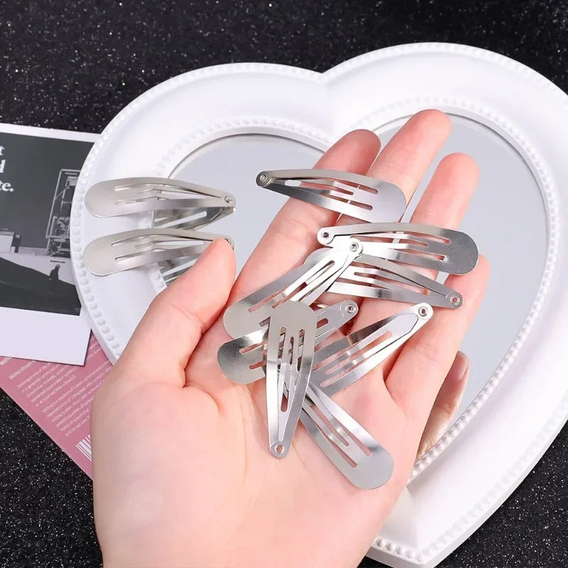 50er Set Tropfenförmige BB Haarspangen Silber für Mädchen DIY Haarschmuck