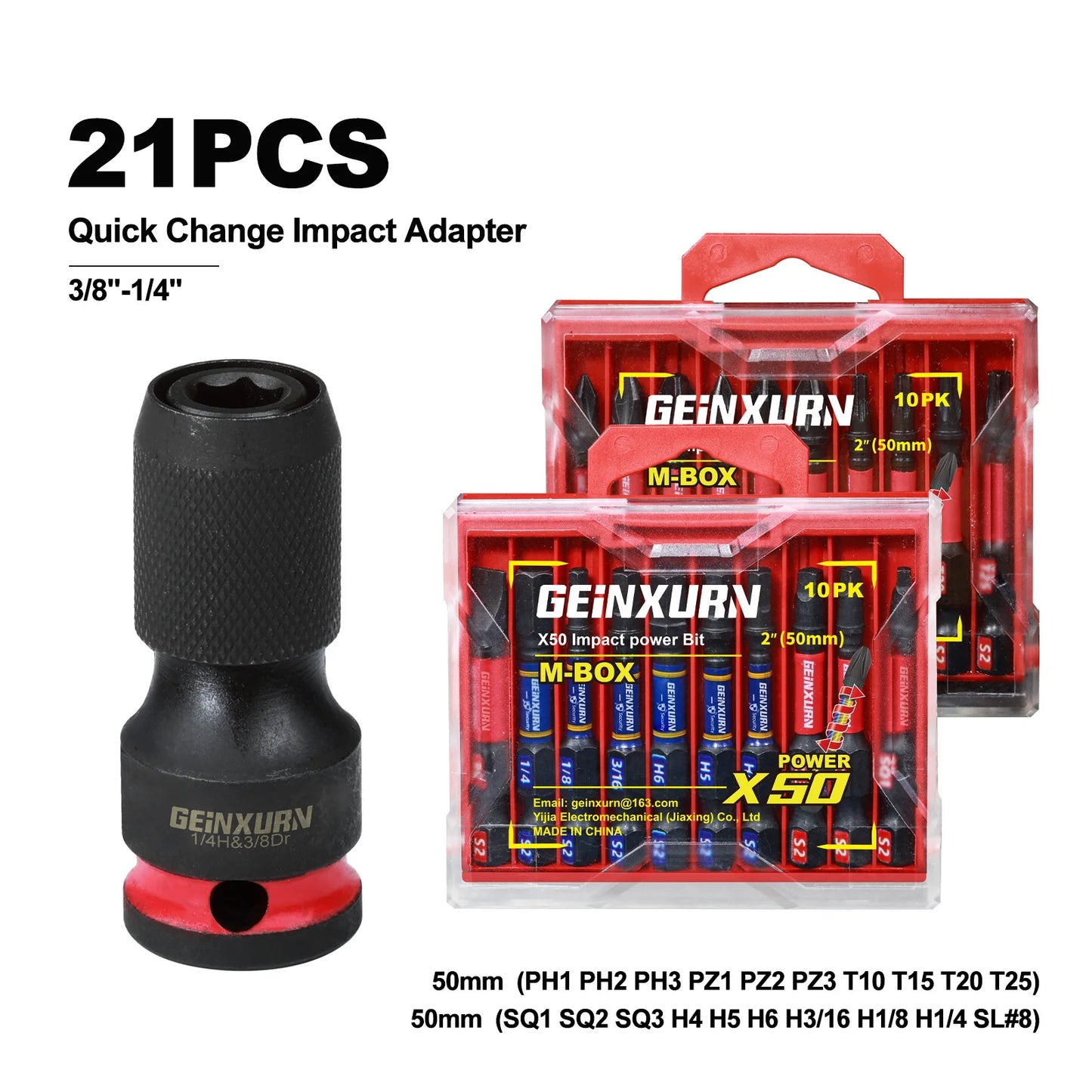 Schlagschrauber Bithalter Set 3/8 auf 1/4 Zoll Adapter - Magnet-Bits