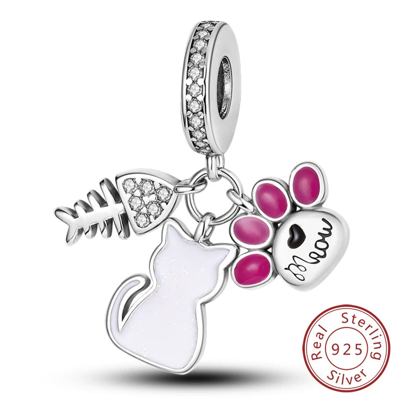 925er Sterlingsilber Charms mit Tiermotiven und Zirkon
