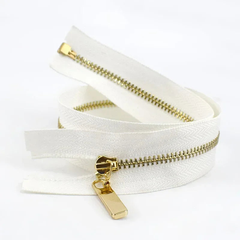 Metall Reißverschluss goldene Zähne offen 40-70cm für Taschen Jacken Kleidung