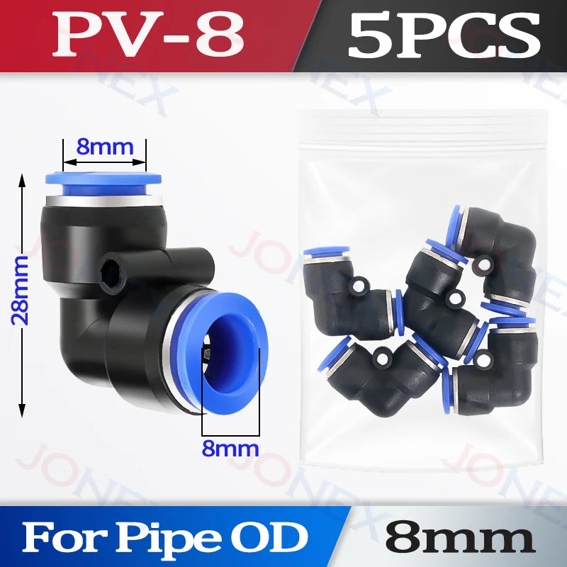 5er Set Pneumatische Schnellkupplung 4-10mm Push-in Verbindung für Luft